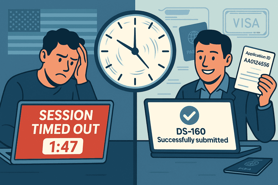DS-160 Session Timed Out? Complete Recovery & Prevention Guide (2025)